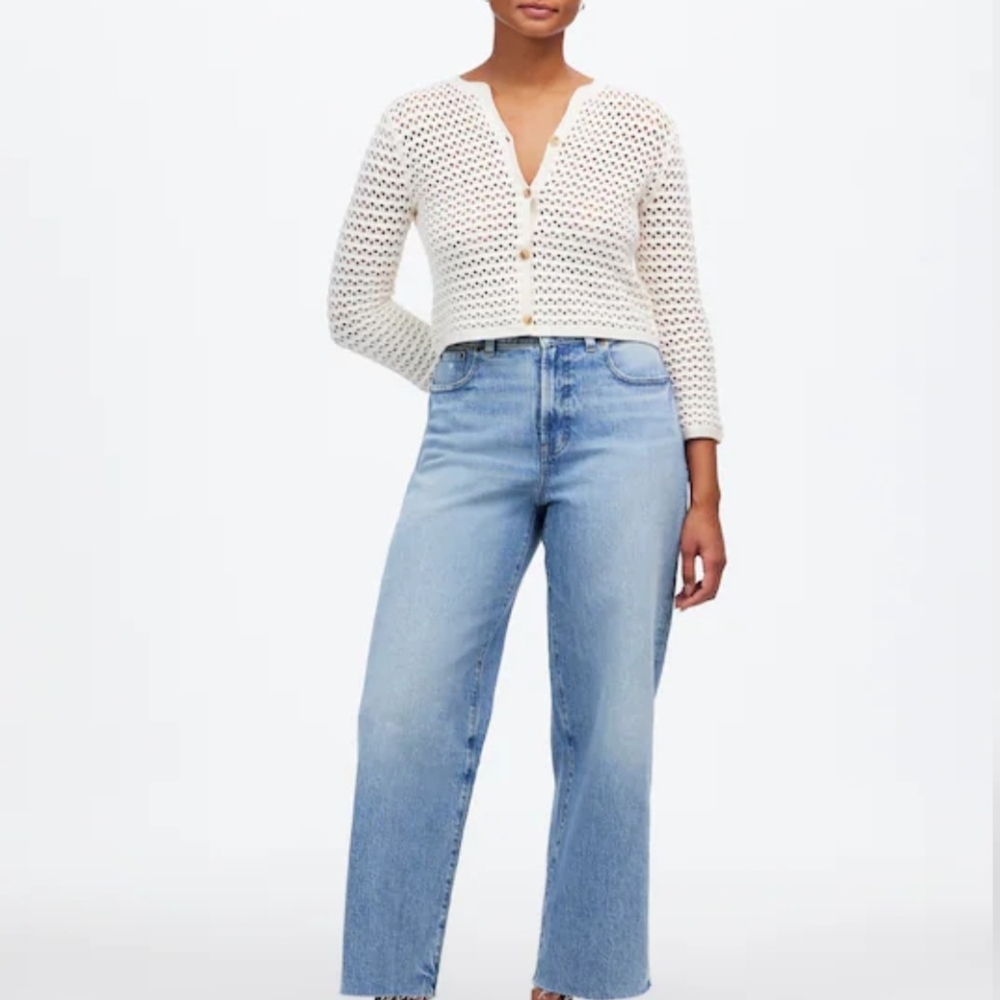 Madewell Perfect Vintage Cropped Wide Leg Jeans 33 Petite